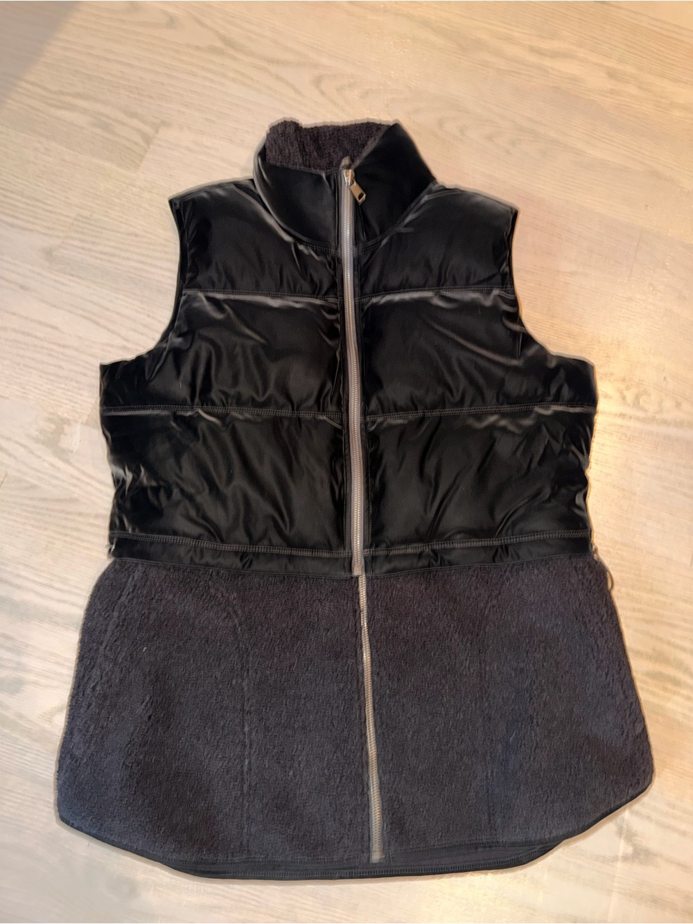 SPANX Black Quilted Puffer and Sherpa Vest